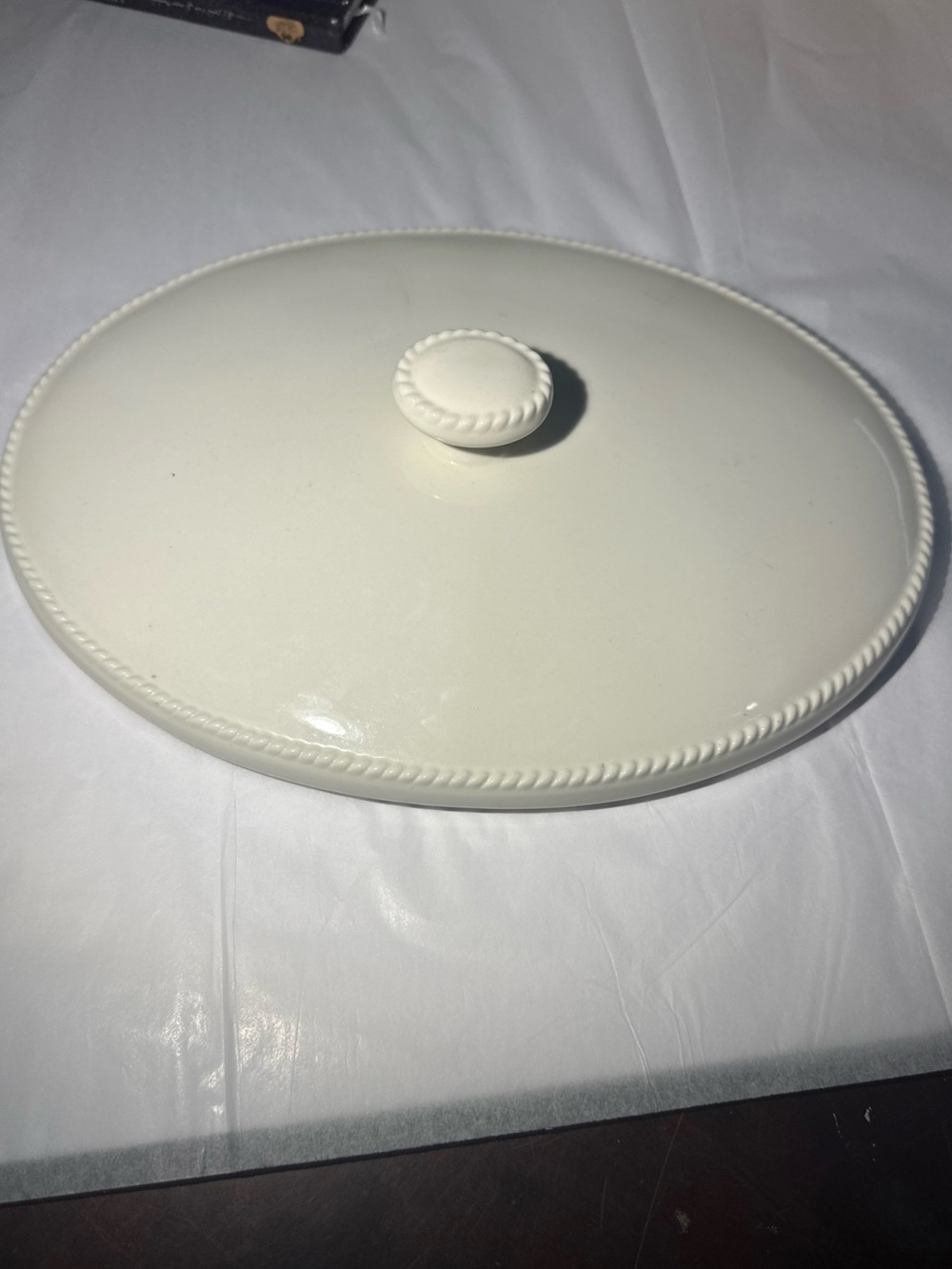 Princess House Marbella Casserole Baker oval White Lid ( Only) 12”x9”